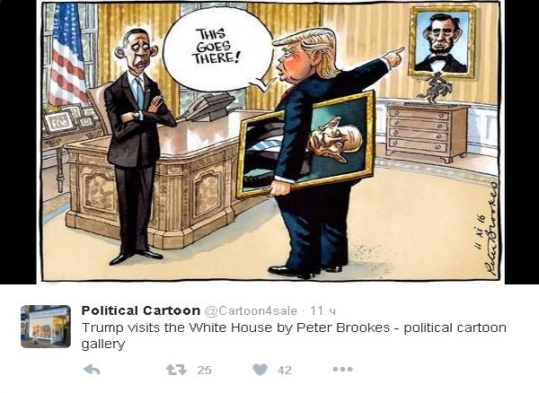 Trump became the president: response of social networks in caricatures